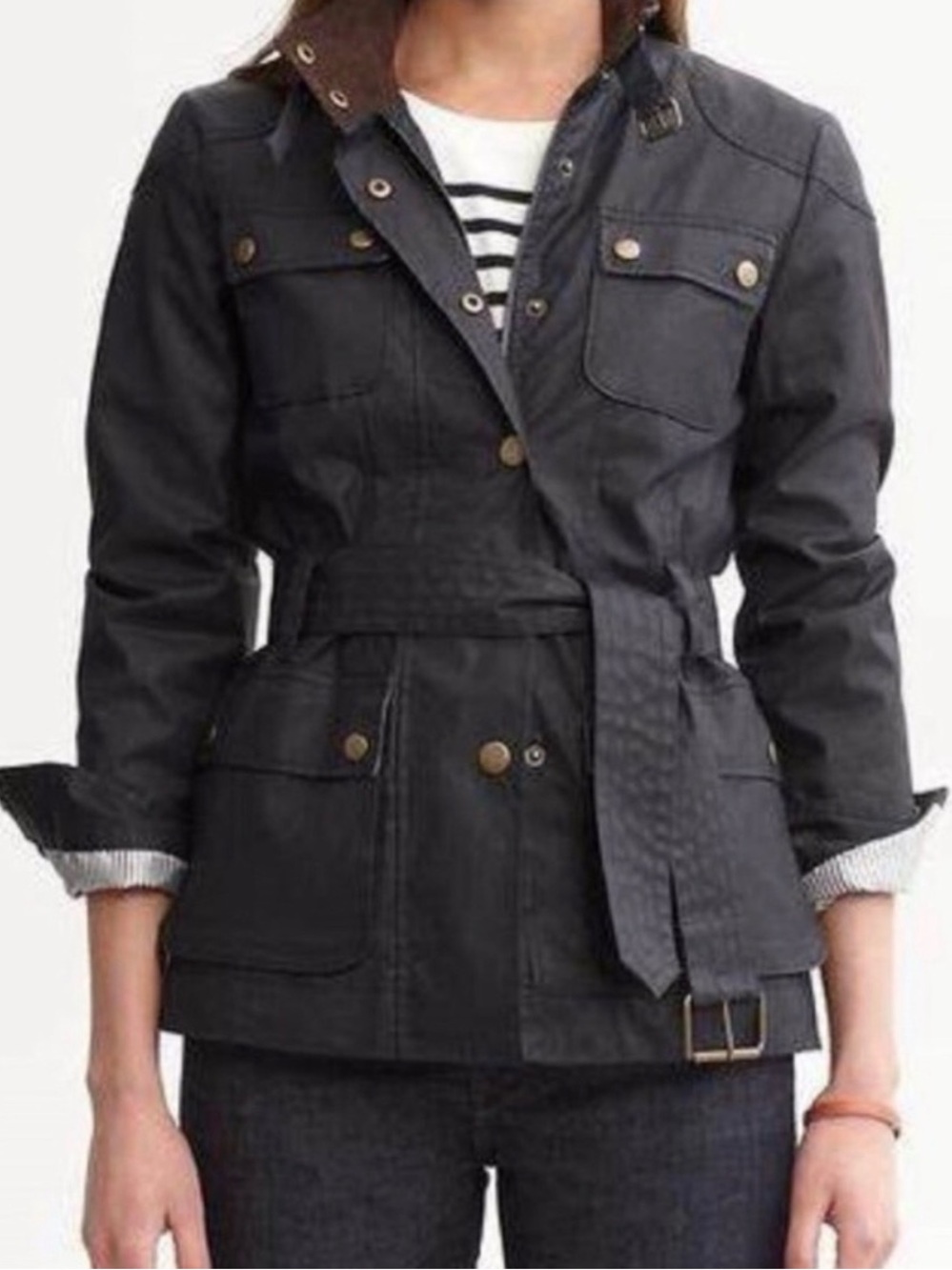 Banana Republic Black waxed cotton Jacket fully lined. ( like Barbour)